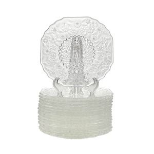 1960s Indiana “Pineapple & Floral (Clear)” Set of 16 Glass Bread Plates, 6”